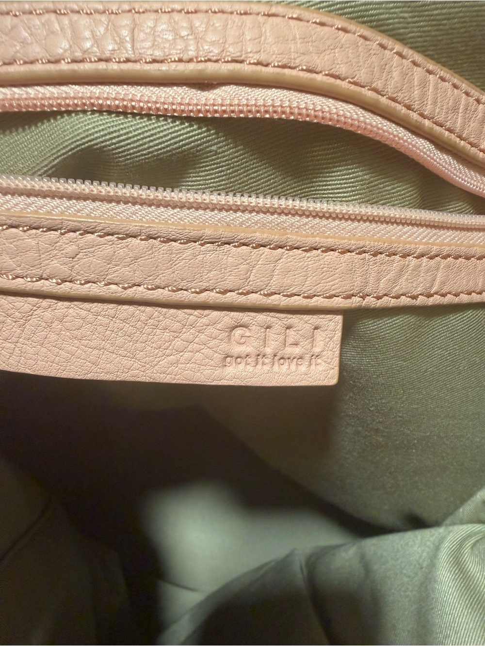 G.I.L.I Pebble Leather Tassel Convertible Hobo Bag Dust Pink/Blush - Picture 13 of 16